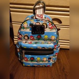 Loungefly DC Comics Justice League Chibi Superheroes Lineup Mini Backpack NWT